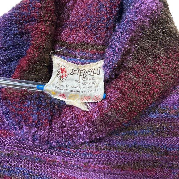 70s vintage long sleeve turtleneck sweater top fitted striped textured pattern. - Picture 6 of 6